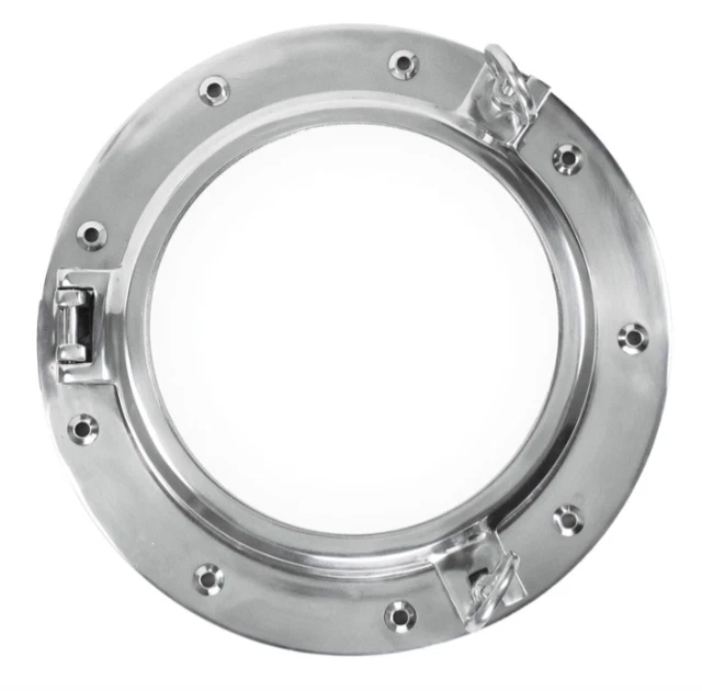 16" Polished Aluminum metal Boat Porthole Window Ship Round Mirror Wall