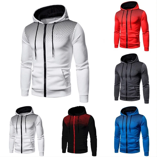 Uomo Sport Giacca Caldo Top Pullover Felpa Manica Lunga Tuta con Cappuccio