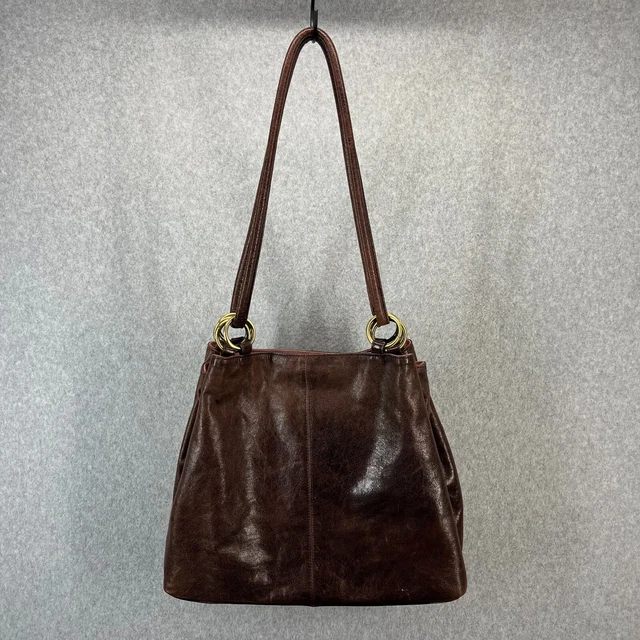 Trina Turk Vintage Style Brown Pebble Leather Shoulder Bag Purse GUC