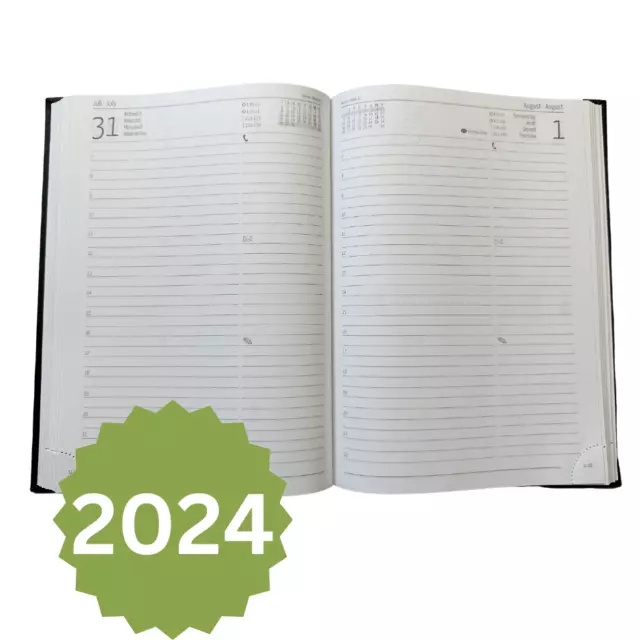 Soennecken Buchkalender 2024 Kalender Monatsübersicht & 1 Tag / Seite A5