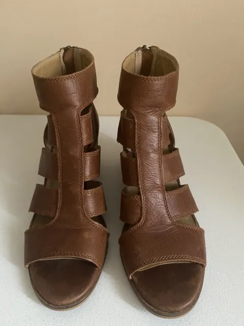 Lucky Brand Womens Sortia Ankle Gladiator Leather Brown Heels Sandals 8M