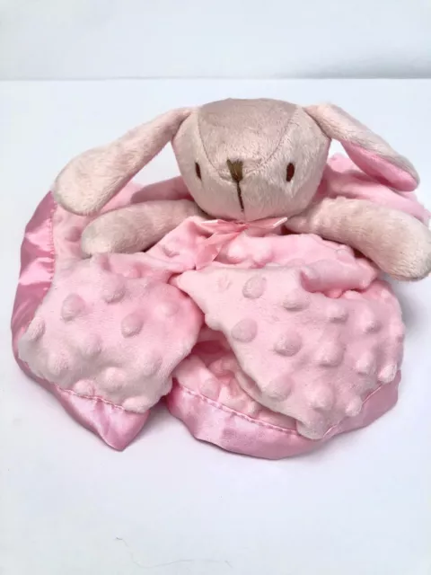 ELEGANT BABY Pink Bunny Rabbit Minky SATIN BACKING SECURITY BLANKET PLUSH LOVEY