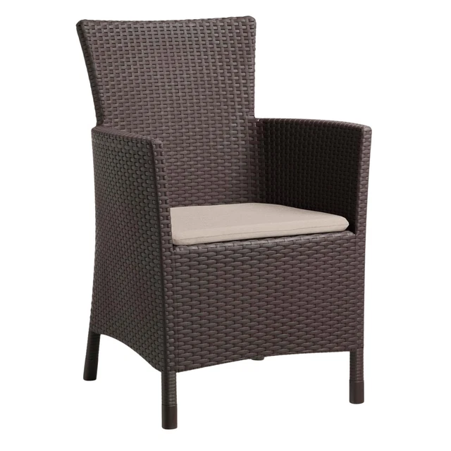 GARTENSESSEL GARTENSTUHL TERASSE Balkon Stuhl mit Kissen Braun Rattan