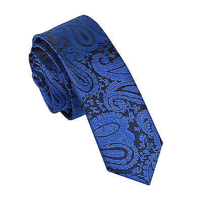 Royal Blu da Uomo Attillati Tie Tessuta Floreale Paisley Formale Matrimonio Cravatta da DQT