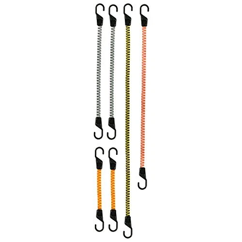 - Assorted Flat Bungee Cord in Multiple Colors, 6 Pack - 15", 25", 35”, and