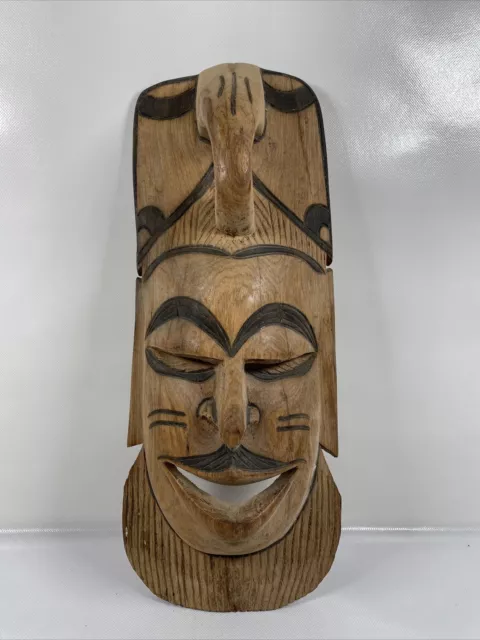 Vintage Hand-Carved Tribal Wooden Wall Mask - 16”, Heavy, Quality, Wall Art