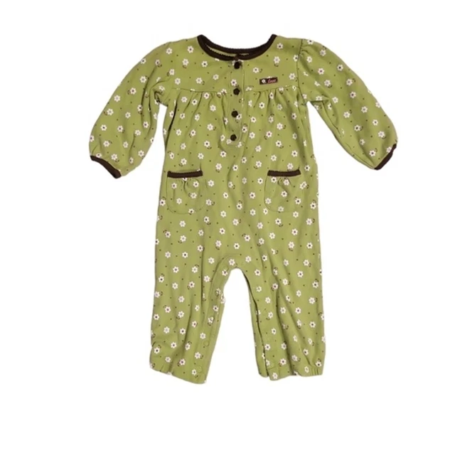 Carters baby girl long sleeve green floral one piece size 24 months