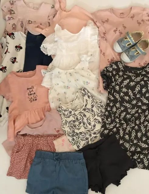 Baby Girl 12-18 Months Summer Clothes Bundle - Rompers T-Shirts Tops Shorts