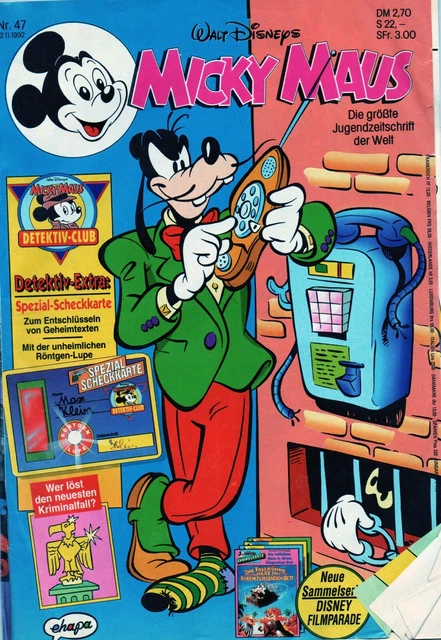 MICKY MAUS Nr. 47/92 v. 12.11.1992 ohne EXTRA!!