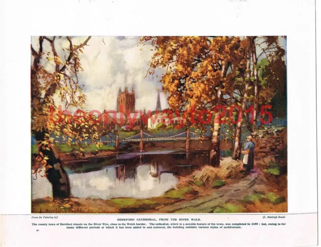 Hereford Cathedral, from  River Walk, England, Book Illustration (Print), c1920