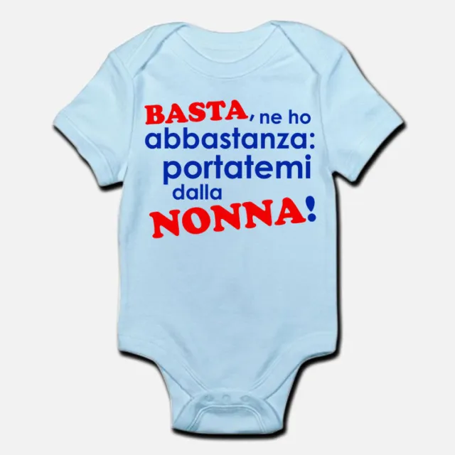 Body pagliaccetto neonato azzurro bimbo bebè Portatemi dalla nonna!