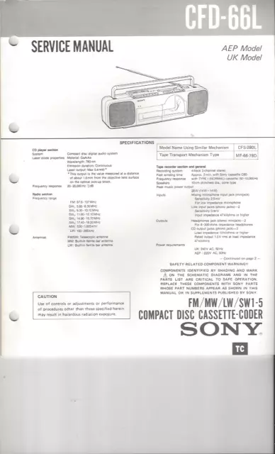 Sony Original Service Manual für CFD- 66 L englisch