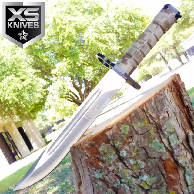 13.5" Fixed Blade Tactical Bayonet Camo Handle Hunting Survival Knife w/ Sheath