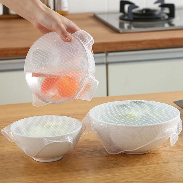 Cubiertas de película para alimentos tapas de contenedores reutilizables tapas elásticas de silicona para taza de tazón