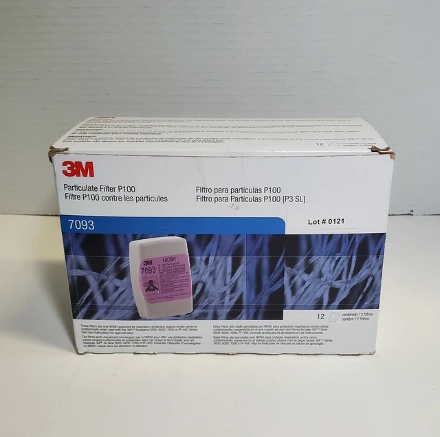 3M 7093 P1OO Respirator Filters Contains 12 Individual Cartridges