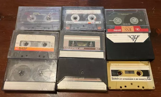 Nastri Cassette Audio Vintage Usati X9. Maxell, BASF, TDK, Sony Memorex, Scotch