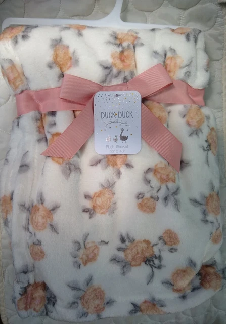 Duck Duck Goose Baby Blanket Flowers Floral Roses Girls Plush NEW NWT