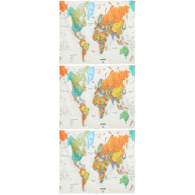 3x Widely- Colorfast Creative Printed Tapestry background world map for Home Dec