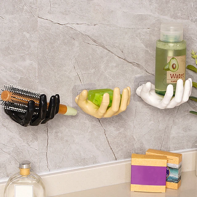 Resin Storage Wall Hook Hand Shaped Hanger Trace-less Bathroom Supplies