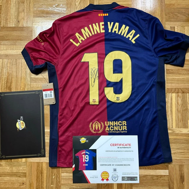 CAMISETA LAMINE YAMAL Barcelona Firmada Handsigned Signed Trikot Maglia