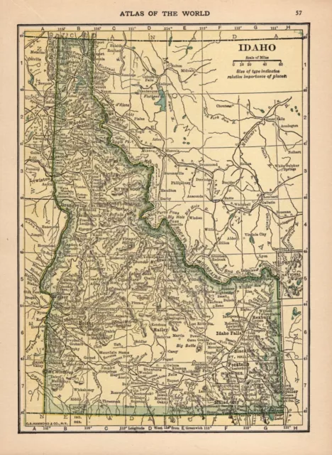 1911 Antique Map of Idaho State Map of Idaho Gallery Wall Decor  smap 1176