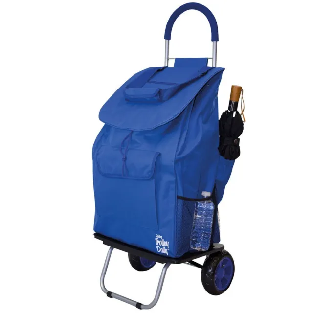 dbest products Bigger Trolley Dolly Blue Shopping Grocery Foldable Cart