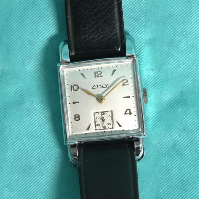 Antike alte Art-Deco CINY Swiss Made Herren Tankuhr Sammler Uhr ca. 40er Jahre