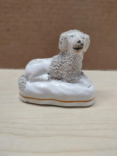 Antique Staffordshire Confetti Poodle Dog Porcelain Figurine