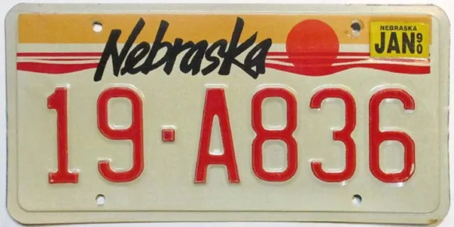 Colorful Nebraska 1990 Sunset License Plate 19-A836 Richardson County