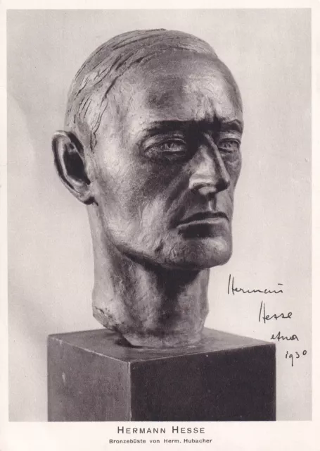 Hermann Hesse - Literatur-Nobelpreis - Karte mit Hesse-Büste - original signiert