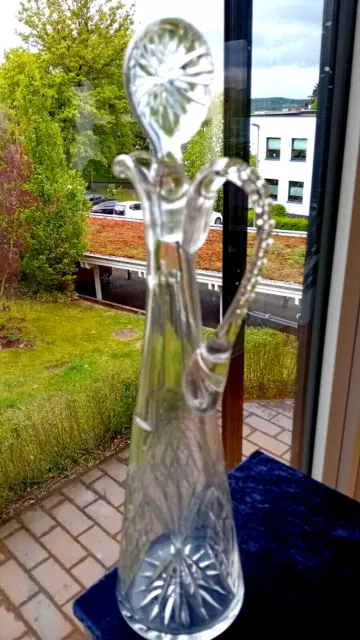 sehr große Glas Karaffe - ANTIK - edel und dekorativ - Höhe 42 cm 2