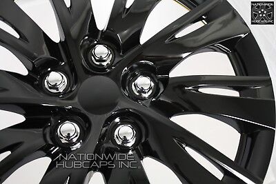 15" Set of 4 Black Wheel Covers Snap On Full Hub Caps fit R15 Tire & Steel Rim 2