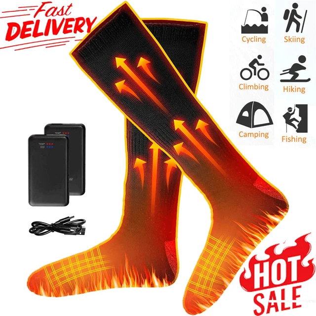 4000mAh Rechargeable Heated Socks for Men Women Washable Electric Warming Socks