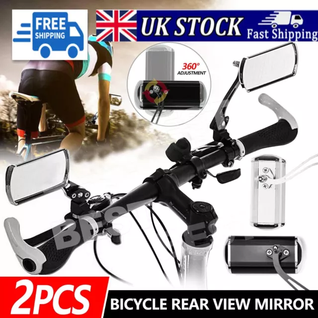 Bicycle Bike Cycle Handlebar Rear View Mirrors Rearview  Rectangular Back Mirror