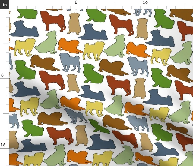 Pugs Pug Pug Pug Dog Earthtone Canine Puppy Spoonflower Fabric by the Yard