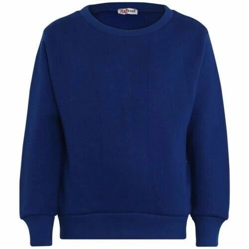 Bambine Unisex Maglione Tinta Unita Blu Reale Pullover Maniche Lunghe Felpa