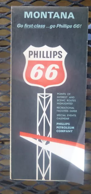 1965 Montana  road map Phillips 66  oil  gas Yellowstone National Park