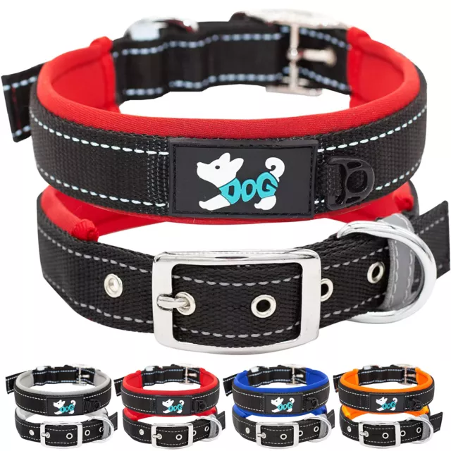 Soft Padded Dog Collar Reflective Tactical Pet Collar For Small Medium Large Dog