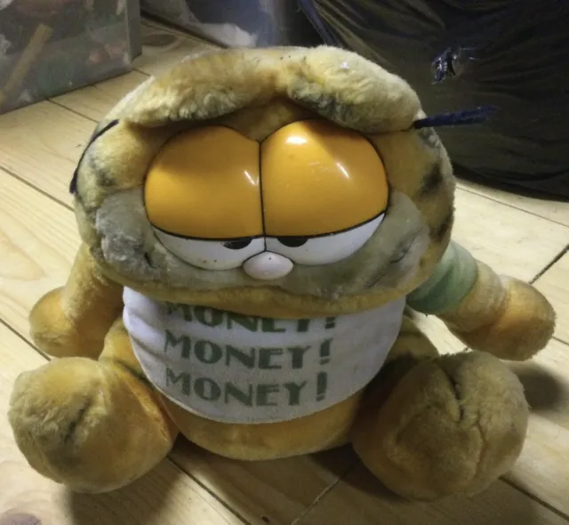 Vintage Garfield Soft Toy PiggyBank Money Money Money’ 1981 Rare Money Box Plush