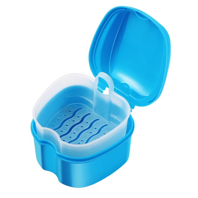 Contenitore per protesi sicuro per lavastoviglie contenitore per protesi da bagno blu