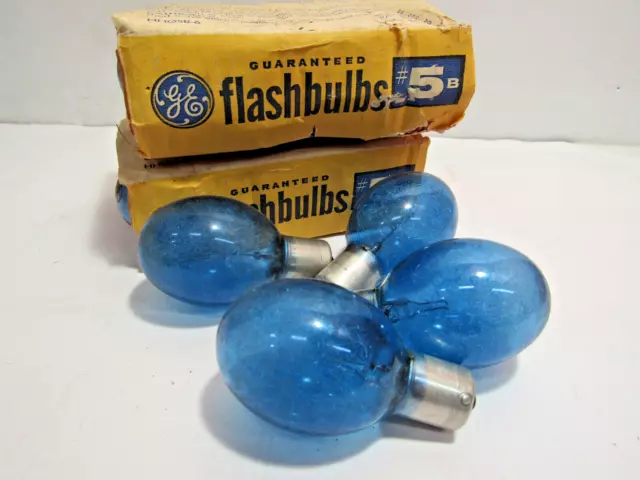 Vintage General Electric GE 5B Blue Camera Flash Bulbs 12 Bulbs