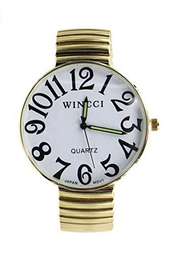 New Ladies Classic Stretch Band Easy to Read Watch Gold