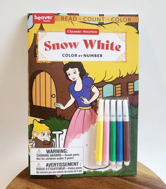 NEW CLASSIC STORIES SNOW WHITE COLOR BY NUMBER BOOK w/MARKERS! 8.99