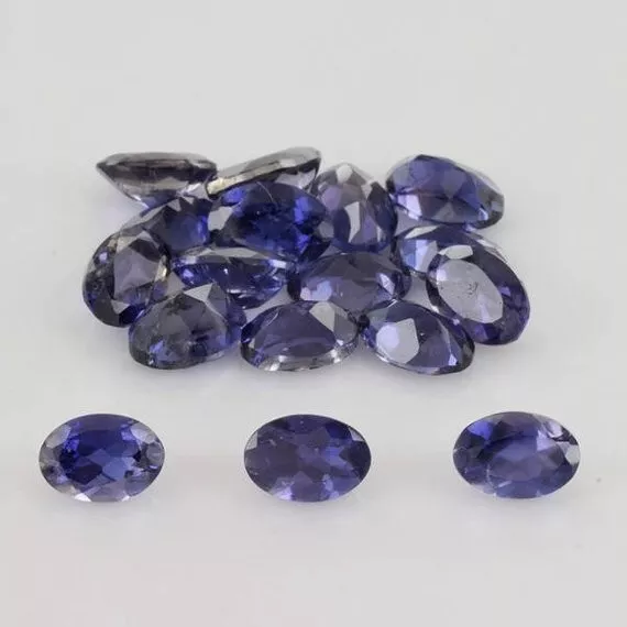 15 Pcs Natural Iolite 5x7mm Oval Faceted Cut Loose Gemstone