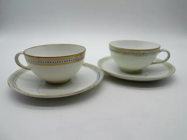 PAIRE TASSE & SOUS TASSE PERLE BLEUE & VERTE EN PORCELAINE DE PARIS XIX ème