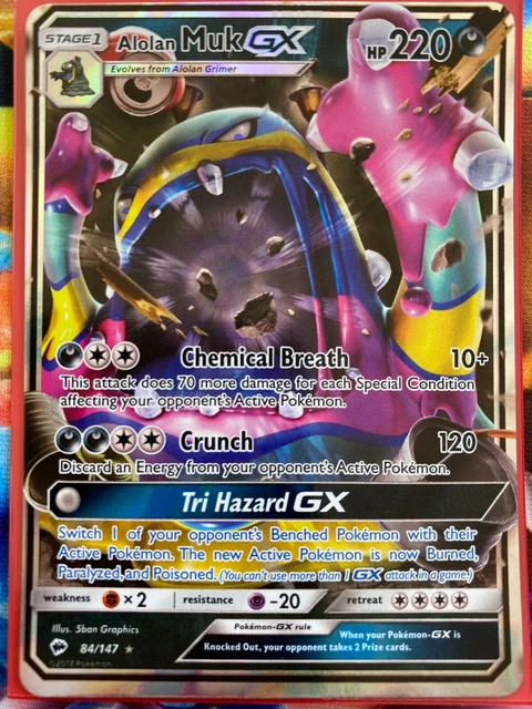 Pokemon Card   ALOLAN MUK GX   Ultra Rare  84/147  BURNING SHADOWS ***MINT***
