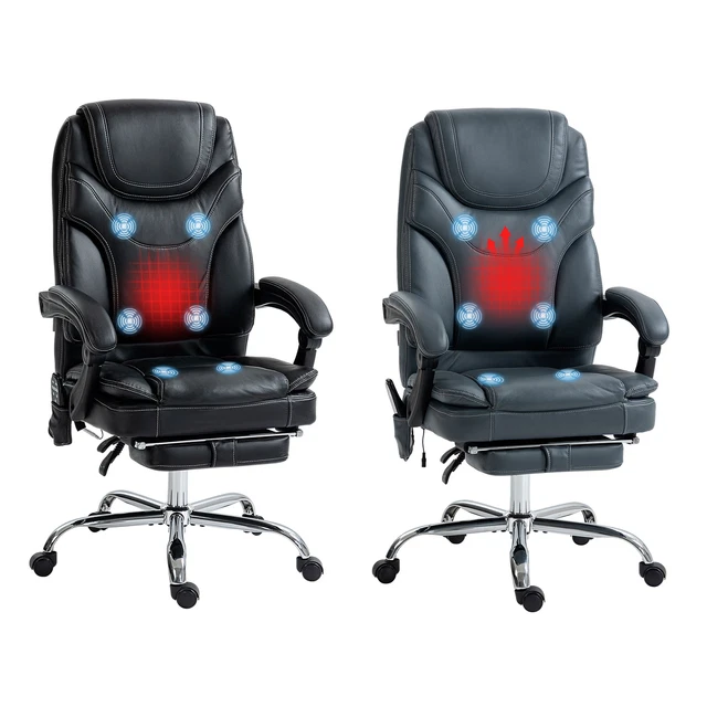 VIBRATION MASSAGE OFFICE Chair, PU Leather Heated Reclining Computer