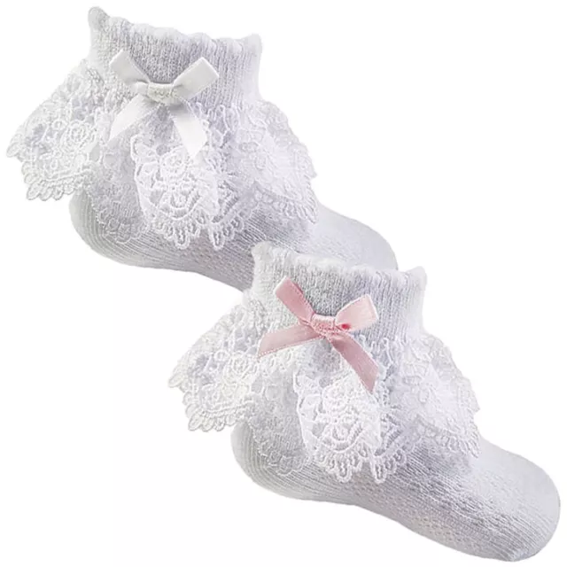 Baby Girl Frilly Socks Ankle Lace Bow