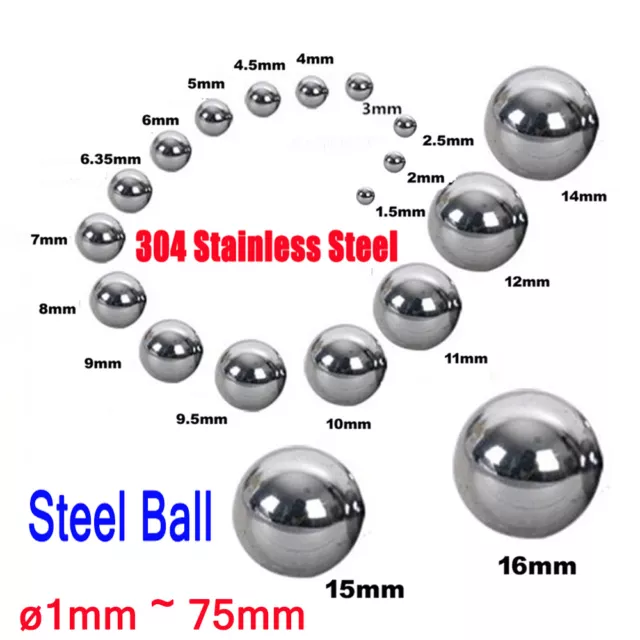 304 Stainless Steel Ball Solid Precision Small Steel Ball Round Ball Bead 1~75mm
