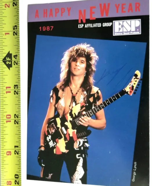 GEORGE LYNCH SIGNED 1987 ESP PROMO PHOTO DOKKEN METAL HAIR BAND MOB Glam lp 45